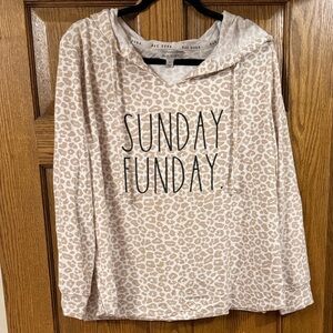 Rae Dunn Cream Leopard Print 'Sunday Funday' Hoodie